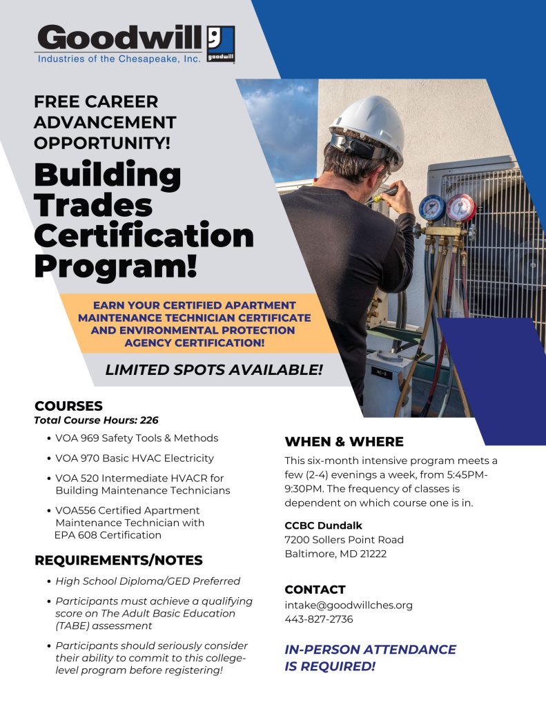 Building Trades Certification Flyer