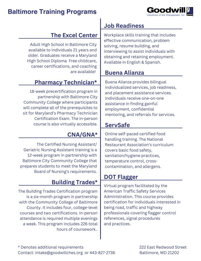 Baltimore Program flier