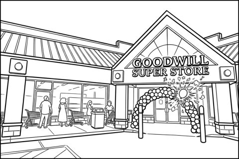 Drawing style image of the Elkton Goodwill at the Celebration